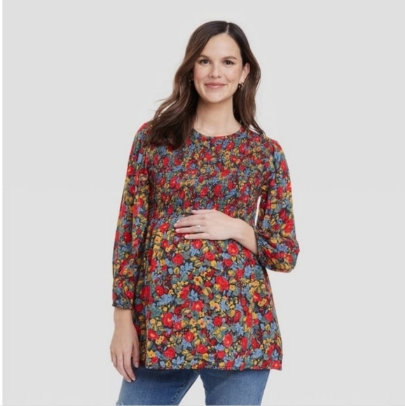 Isabel by Ingrid & Isabel Floral Print Maternity Blouse Women M - Picture 6 of 6